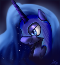 Size: 955x1033 | Tagged: safe, artist:penny-wren, nightmare moon, g4, blue, female, moon, nightmare, portrait, solo