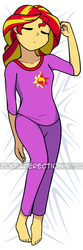 Size: 640x1920 | Tagged: dead source, safe, artist:furrgroup, sunset shimmer, equestria girls, g4, barefoot, body pillow, clothes, eyes closed, feet, female, on back, pajamas, sleeping, solo, watermark