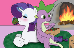 Size: 2550x1650 | Tagged: safe, artist:bico-kun, rarity, spike, g4, candy, female, food, male, older, older spike, ship:sparity, shipping, straight