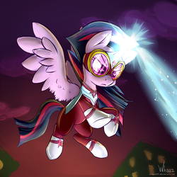 Size: 2000x2000 | Tagged: safe, artist:whazzam95, twilight sparkle, alicorn, pony, g4, female, high res, mare, masked matter-horn costume, power ponies, solo, speedpaint, twilight sparkle (alicorn)