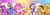 Size: 1024x309 | Tagged: safe, artist:cosmocatcrafts, applejack, fluttershy, pinkie pie, rainbow dash, rarity, twilight sparkle, alicorn, pony, g4, female, laughing, mane six, mare, smiling, twilight sparkle (alicorn), watermark