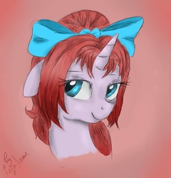Size: 960x1000 | Tagged: safe, artist:unicorn2000, oc, oc only, pony, bow, bust, female, hair bow, mare, portrait, solo