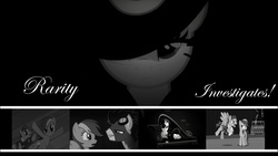 Size: 1920x1080 | Tagged: dead source, safe, artist:pinkiejay, rainbow dash, rarity, soarin', wind rider, g4, rarity investigates, black and white, couch, detective, detective rarity, draw me like one of your french girls, flying, goggles, grayscale, monochrome, sultry pose, vector, wallpaper