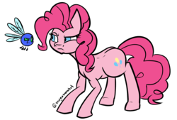 Size: 1598x1080 | Tagged: safe, artist:megamanhxh, pinkie pie, parasprite, g4, female, solo, stare