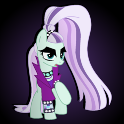 Size: 920x920 | Tagged: safe, artist:omnisimon11, coloratura, earth pony, pony, g4, choker, countess coloratura, female, mare, open mouth, raised hoof, solo, spiked choker, spiked wristband, wristband