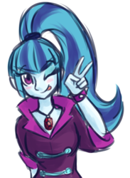 Size: 714x973 | Tagged: safe, artist:fizzy-dog, sonata dusk, equestria girls, g4, blushing, breasts, cute, explicit source, female, solo, sonatabetes, wink