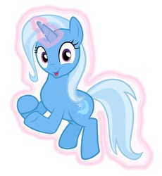 Size: 1944x2112 | Tagged: safe, artist:éclair, trixie, pony, unicorn, g4, the cutie re-mark, 8^y, clapping, female, floating, looking at you, magic, mare, open mouth, simple background, smiling, solo, starlight says bravo, trixie says bravo, vector, white background, wide eyes