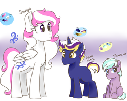 Size: 900x717 | Tagged: safe, artist:h0mi3, oc, oc only, oc:cosmic wave, oc:snowlight, oc:star swirl, brother and sister, brothers, colt, female, filly, male, offspring, parent:double diamond, parent:twilight sparkle, parents:diamondlight, siblings