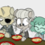 Size: 600x600 | Tagged: safe, artist:whydomenhavenipples, edit, oc, oc only, oc:patches, oc:rem, oc:seafoam, northern excursion, colored, eyepatch, food, glasses, remches, soup