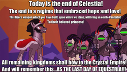 Size: 1280x720 | Tagged: safe, edit, edited screencap, screencap, king sombra, crystal pony, pony, g4, the cutie re-mark, alternate timeline, caption, crystal empire, crystal war timeline, general hux, image macro, implied princess celestia, meme, mind control, sombra soldier, speech, spoilers for another series, star wars, star wars: the force awakens