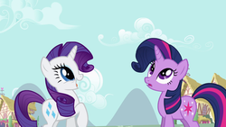 Size: 1366x768 | Tagged: safe, screencap, rarity, twilight sparkle, g4, the cutie pox, alternate hairstyle, mane swap, twins