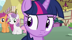 Size: 1366x768 | Tagged: safe, screencap, scootaloo, sweetie belle, twilight sparkle, g4, the cutie pox