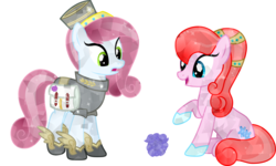 Size: 5000x2991 | Tagged: safe, artist:pilot231, oc, oc only, oc:marianna, oc:rose letter, crystal pony, pony, clothes, flower, mailmare, rose, simple background, transparent background, uniform, vector