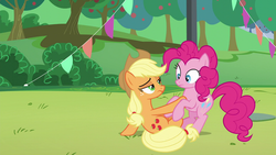 Size: 1280x720 | Tagged: safe, screencap, applejack, pinkie pie, g4