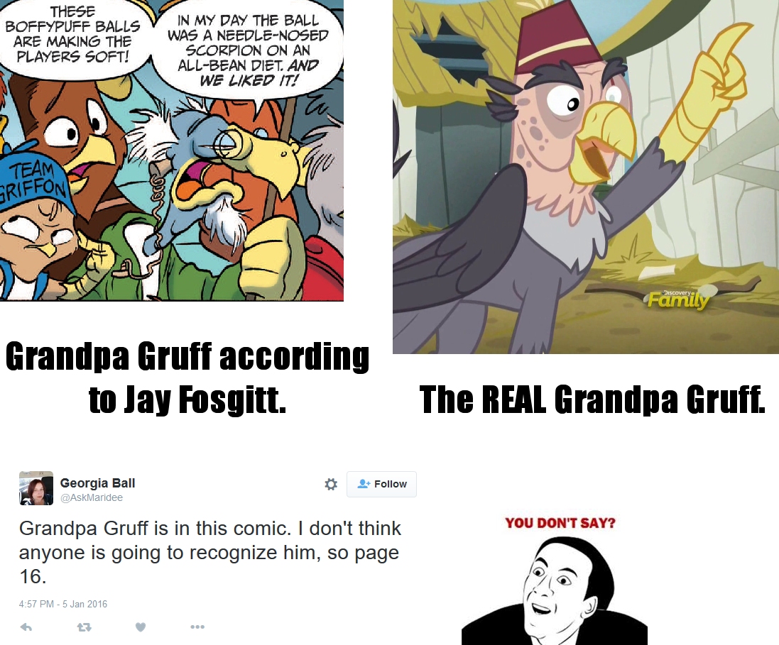 Groff Meme #1060591 - safe, grampa gruff, griffon, idw, comic drama, drama, fail ...