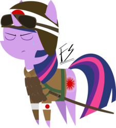 Size: 4450x4930 | Tagged: safe, artist:facelesssoles, twilight sparkle, g4, absurd resolution, crying, female, imminent death, imperial japan, japan, japanese empire, kamikaze, pointy ponies, solo, sword, weapon, world war ii
