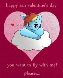Size: 2560x3189 | Tagged: safe, artist:xilefti, rainbow dash, pony, g4, card, female, high res, looking at you, solo, valentine's day