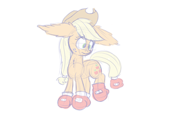 Size: 1280x853 | Tagged: safe, artist:heir-of-rick, applejack, g4, boxing gloves, female, floppy ears, impossibly large ears, simple background, solo, white background
