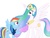 Size: 1024x768 | Tagged: safe, artist:biosonic100, princess celestia, rainbow dash, alicorn, pegasus, pony, g4, clothes, duo, female, mare, necktie, simple background, spitfire's tie, uniform, white background, wonderbolts dress uniform