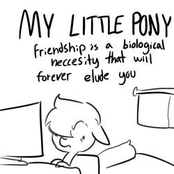 Size: 696x696 | Tagged: safe, artist:tjpones, oc, oc only, pony, bed, black and white, computer, forever alone, grayscale, meme, monochrome, solo, window