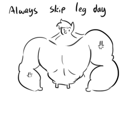 Size: 792x792 | Tagged: safe, artist:tjpones, oc, oc only, pony, always skip leg day, black and white, do you even lift, grayscale, leg day, meme, monochrome, muscles, overdeveloped muscles, swole, wat, what has science done