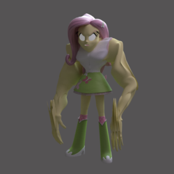 Size: 1080x1080 | Tagged: safe, artist:borickrut, artist:creatorofpony, fluttershy, zombie, equestria girls, g4, 3d, 3d model, blender, boots, clothes, left 4 dead, monster, nightmare fuel, shoes, socks, tank (zombie)