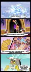 Size: 640x1472 | Tagged: safe, artist:teren rogriss, screencap, applejack, discord, fluttershy, pinkie pie, rainbow dash, rarity, twilight sparkle, pegasus, pony, fanfic:rainbow factory, g4, charlie and the chocolate factory, comic, mane six, pegasus device, roald dahl, willy wonka, willy wonka and the chocolate factory