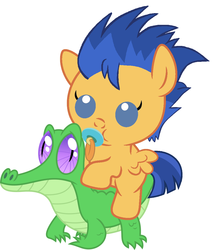 Size: 936x1067 | Tagged: safe, artist:red4567, flash sentry, gummy, pony, g4, baby, baby pony, colt, cute, diasentres, pacifier, ponies riding gators, recolor, riding