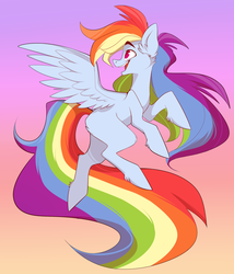 Size: 1800x2100 | Tagged: safe, artist:ecoelus, rainbow dash, g4, female, flying, missing cutie mark, solo