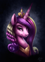 Size: 900x1247 | Tagged: safe, artist:tsitra360, princess cadance, g4, alternate hairstyle, female, looking at you, portrait, realistic, smiling, solo