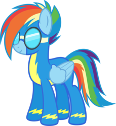 Size: 4613x5038 | Tagged: safe, artist:osipush, rainbow dash, pegasus, pony, g4, absurd resolution, alternate gender counterpart, alternate hairstyle, female, simple background, solo, transparent background, vector, wonderbolts, wonderbolts uniform