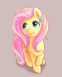 Size: 800x1000 | Tagged: safe, artist:ninjaham, fluttershy, butterfly, pegasus, pony, g4, female, sitting, smiling, solo