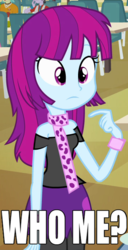 Size: 364x710 | Tagged: safe, screencap, brawly beats, mystery mint, ringo, equestria girls, g4, my little pony equestria girls, /mlp/, background human, caption, clothes, meme, pointing, scarf, shoulderless