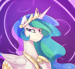 Size: 1200x1098 | Tagged: safe, artist:dragk, princess celestia, alicorn, pony, g4, bedroom eyes, eye clipping through hair, eyebrows, eyebrows visible through hair, female, hoof on chest, looking at you, mare, raised hoof, smiling, smiling at you, solo