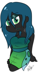 Size: 922x1750 | Tagged: dead source, safe, artist:befishproductions, queen chrysalis, equestria girls, g4, clothes, dress, equestria girls-ified, female, humanized, lipstick, looking at you, signature, simple background, smiling, solo, transparent background