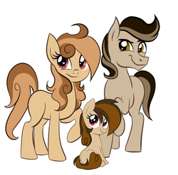 Size: 661x651 | Tagged: dead source, safe, artist:wubcakeva, oc, oc only, oc:cupcake slash, oc:pancake slash, pony, father and child, father and daughter, female, filly, male, mare, mother and child, mother and daughter, parent, raised hoof, simple background, stallion, white background