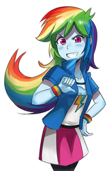 Size: 600x921 | Tagged: safe, artist:tzc, rainbow dash, equestria girls, g4, female, hand on hip, simple background, smiling, solo, white background