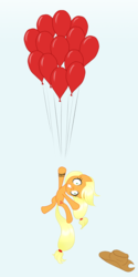 Size: 1500x3000 | Tagged: safe, artist:howlsinthedistance, applejack, g4, applejack's hat, balloon, female, hat, solo, suspended