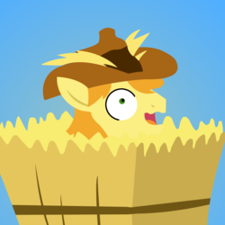 Size: 1500x1500 | Tagged: safe, artist:soarinarts, braeburn, earth pony, pony, appleoosa's most wanted, g4, season 5, faic, hat, hay, hay bale, hayburn, lineless, male, solo, stallion