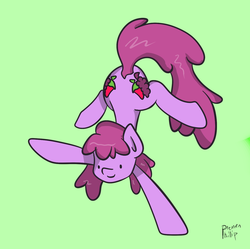 Size: 1271x1265 | Tagged: safe, artist:phillnana, berry punch, berryshine, earth pony, pony, g4, both cutie marks, female, hoof stand, solo