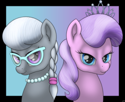 Size: 1823x1485 | Tagged: safe, artist:conscious-aberration, diamond tiara, silver spoon, pony, g4, duo