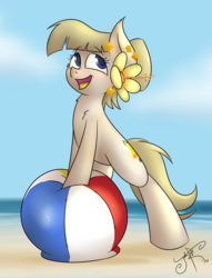 Size: 1525x2000 | Tagged: safe, artist:jorobro, oc, oc only, pony, beach, beach ball, solo