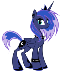 Size: 1049x1174 | Tagged: safe, artist:noctivage, artist:sonidovazquez, princess luna, alicorn, pony, g4, alternate hairstyle, female, looking at you, punk, punk luna, simple background, solo