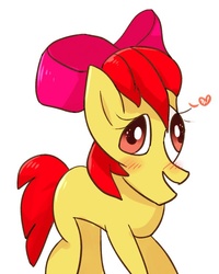 Size: 600x750 | Tagged: safe, artist:joycall6, apple bloom, earth pony, pony, g4, female, filly, heart, quality, rosek bloom, simple background, solo, wat, white background