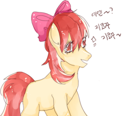 Size: 599x557 | Tagged: safe, artist:ppengmi, apple bloom, g4, female, korean, rosek bloom, solo, translation request