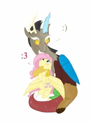 Size: 1024x1365 | Tagged: safe, artist:lovelizeswe, discord, fluttershy, g4, female, male, ship:discoshy, shipping, straight