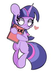 Size: 1300x1800 | Tagged: safe, artist:turtlefarminguy, twilight sparkle, pony, unicorn, g4, book, bookhorse, female, heart, mare, simple background, smiling, solo, that pony sure does love books, transparent background