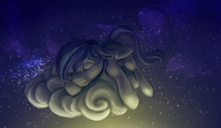 Size: 2000x1162 | Tagged: safe, artist:amishy, oc, oc only, cloud, night, prone, sleeping, solo, stars