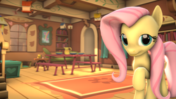 Size: 1920x1080 | Tagged: safe, artist:neondion60, fluttershy, g4, 3d, female, fluttershy's cottage, solo, source filmmaker