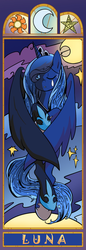 Size: 278x804 | Tagged: safe, artist:yukandasama, princess luna, g4, bookmark, covering, crescent moon, female, folded wings, moon, solo, stars, sun, transparent moon